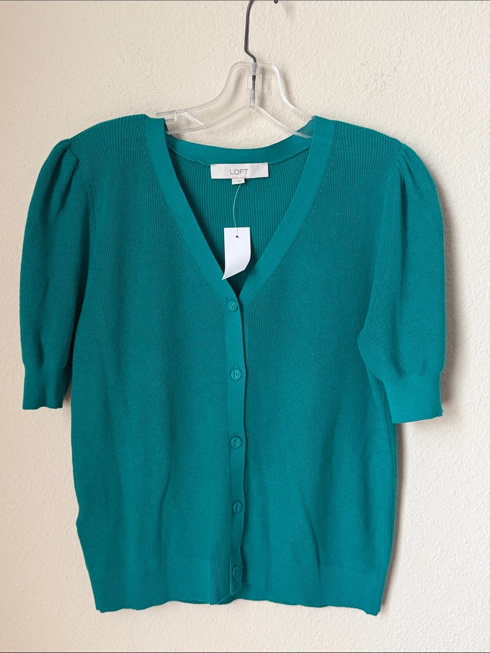 LOFT Green Sweater 100% cotton Cardigan NEW with Tags . Large